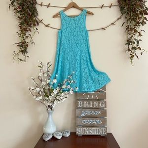 Free people lace dress small baby blue with slip